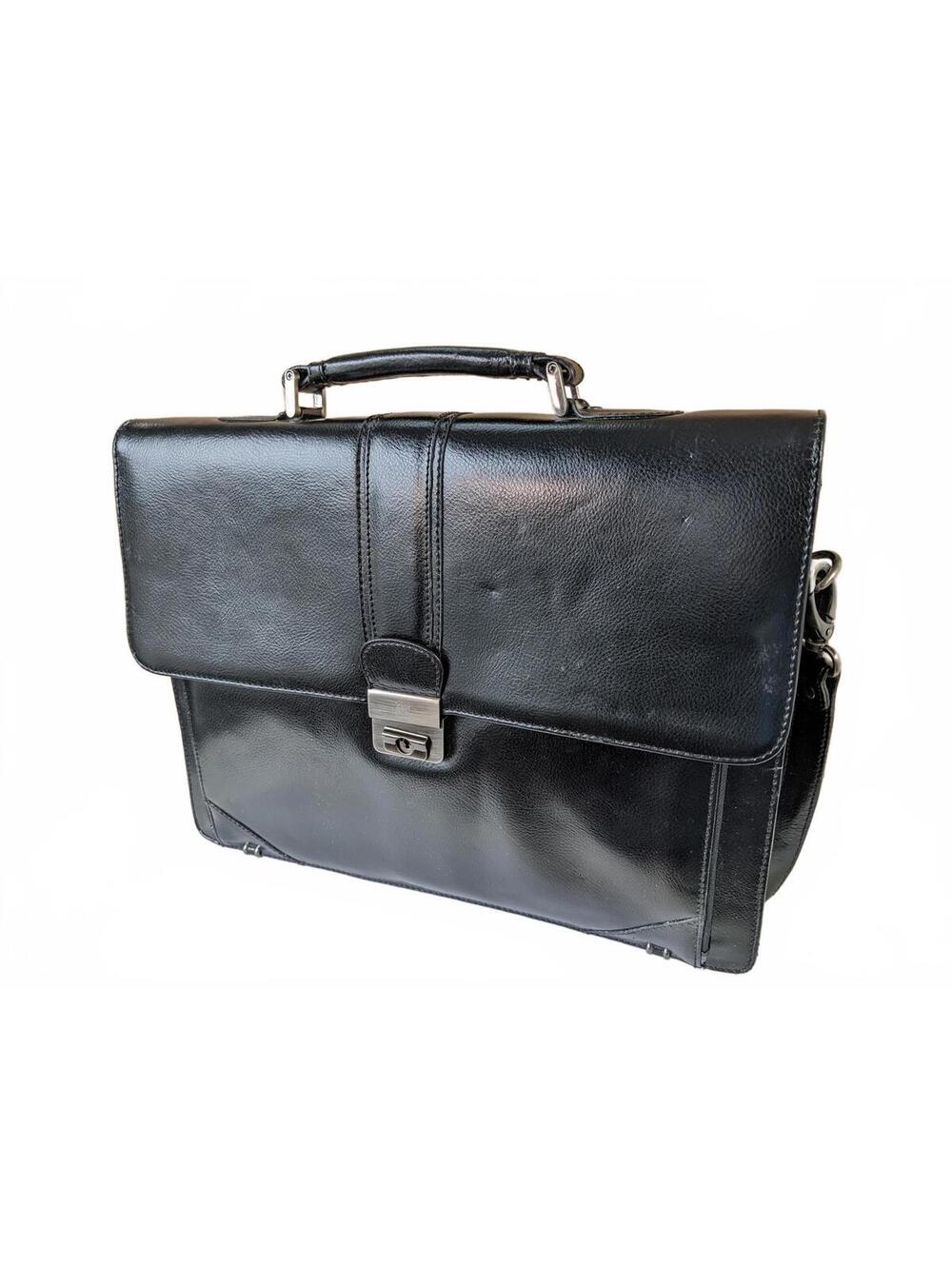 Rene Mancini China Leather Briefcase Laptop Bag 15in Black